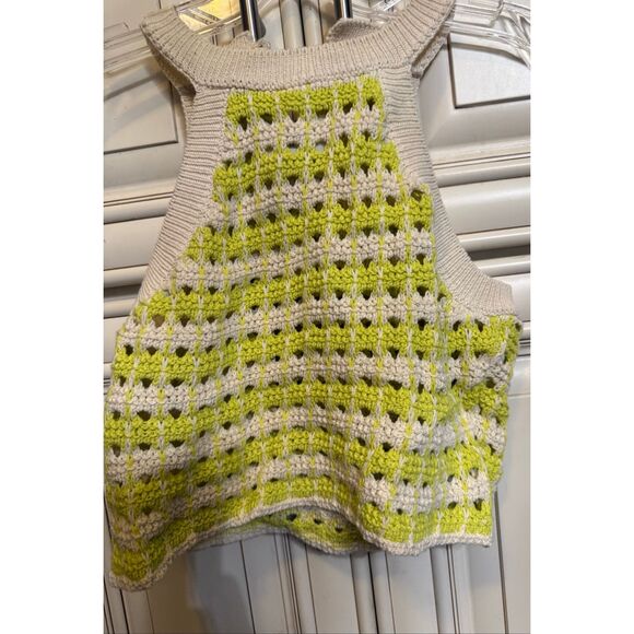 Zara Girls Crochet Open Knit Halter Cropped Top Green Beige Size 11-12 NWT - Picture 6 of 8